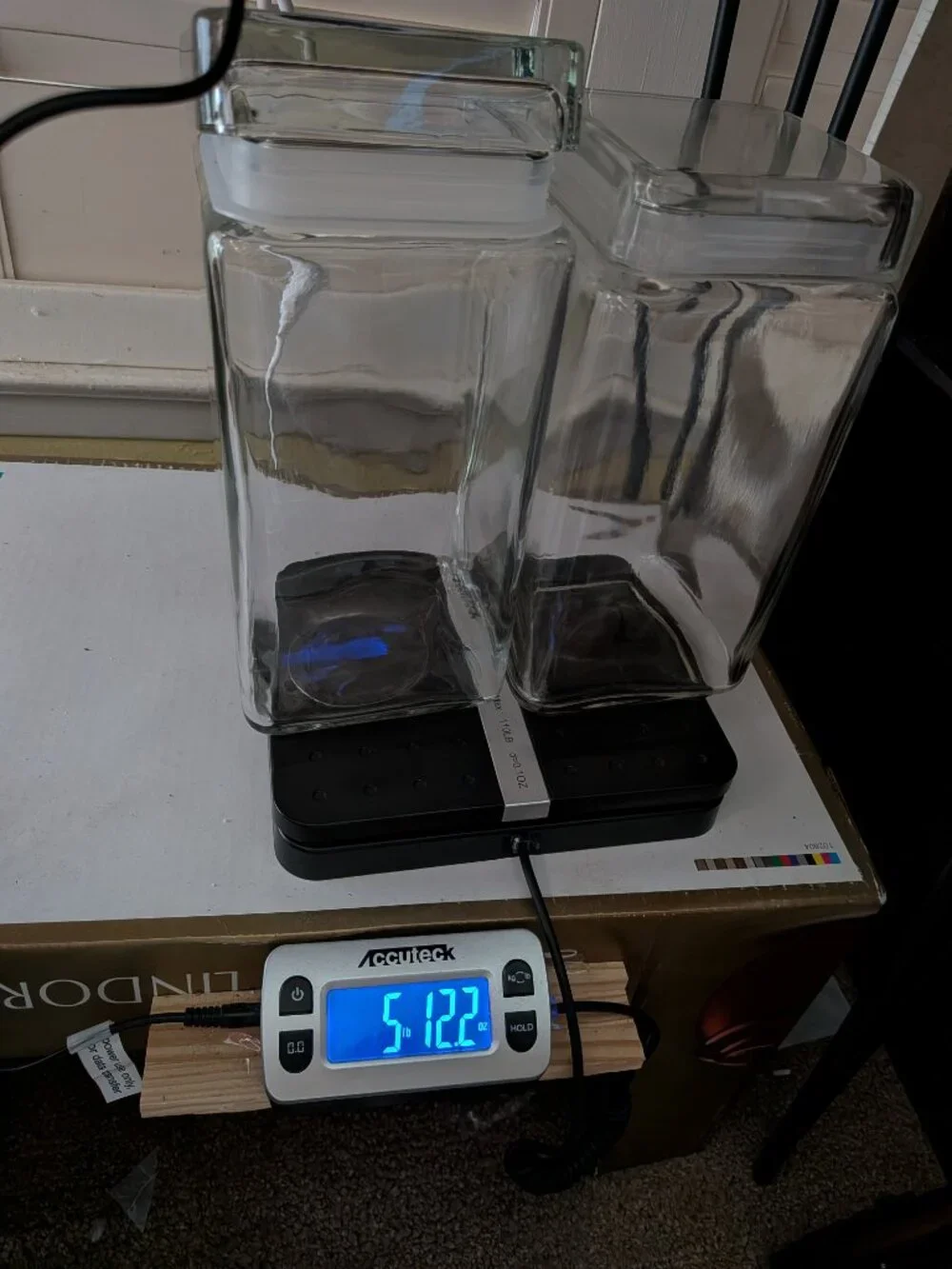 Vintage Clear Glass Square Canister Set - 2 Piece L & XL Jars